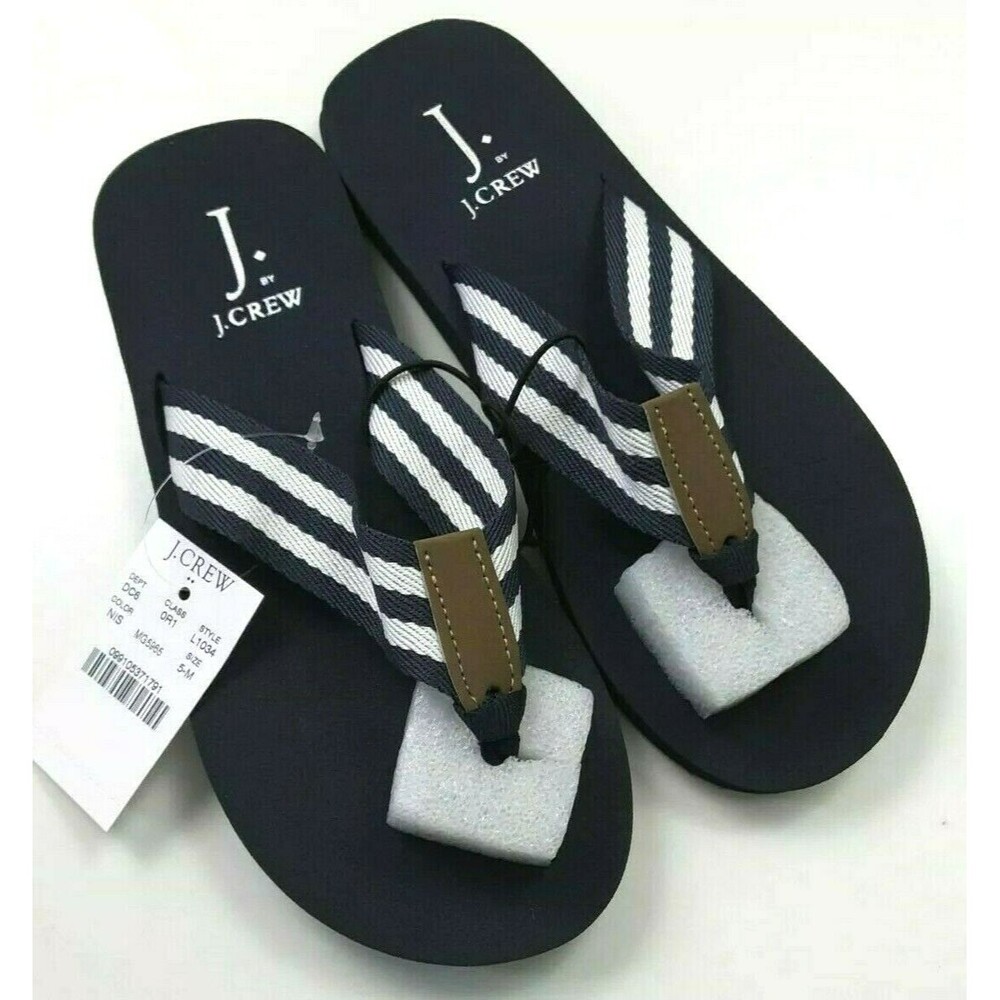 J. By J. Crew Stripe Navy Ivory Flip Flop Size 5M